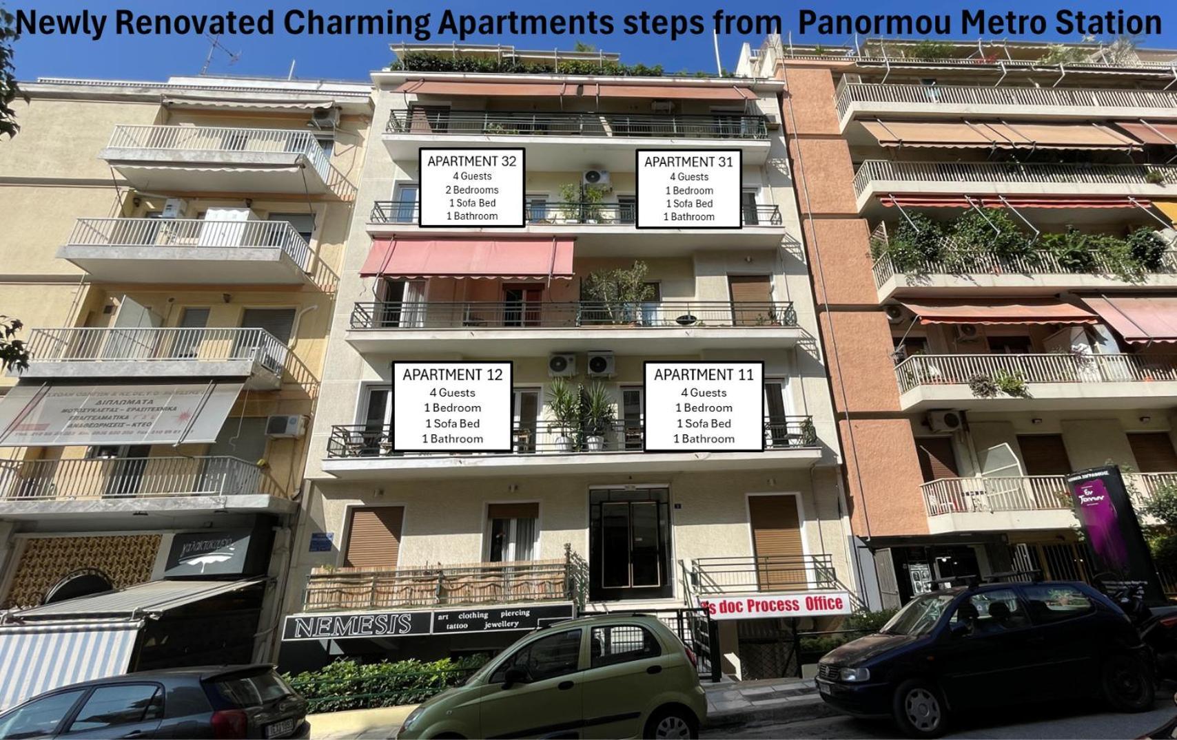 4 Newly Renovated Charming Apartments Steps From Panormou Metro Station Atene Esterno foto